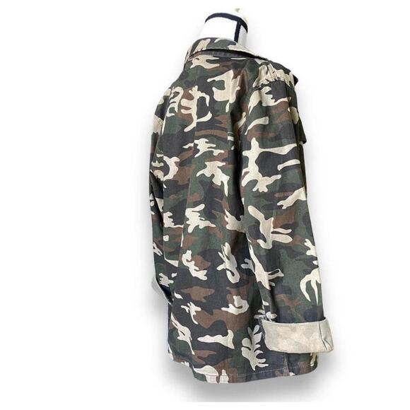 Anthropology Sanctuary Camo Print Cargo Jacket Sz M Green Brown Utility Casual - Picture 4 of 8